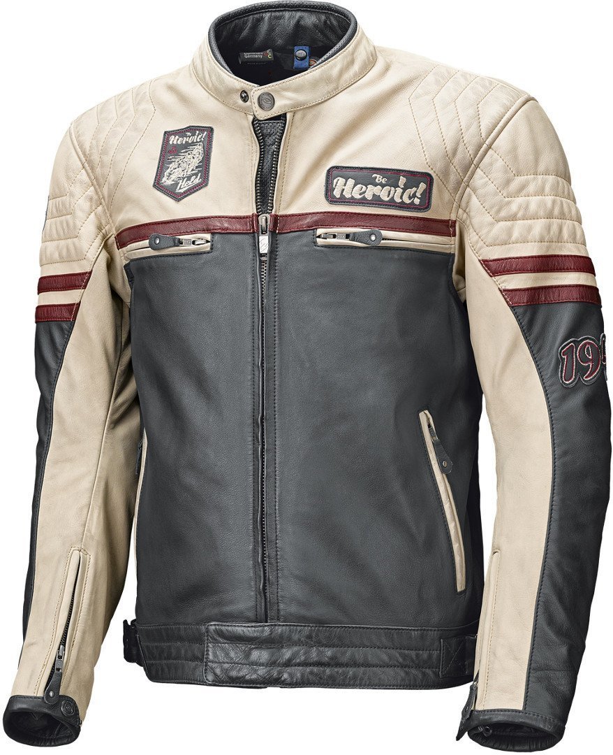 Held Baker Motorrad Lederjacke- schwarz-beige- Grsse 48- schwarz-beige- Grsse 48 Motorrad