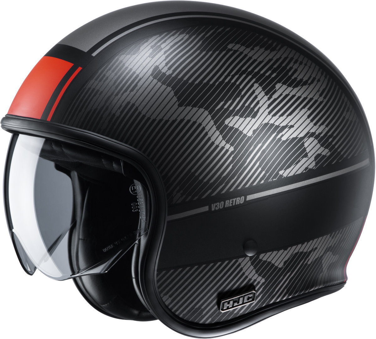 HJC V30 Alpi Jethelm- schwarz-rot- Grsse XS 54 55- schwarz-rot- Grsse XS 54 55 Motorrad