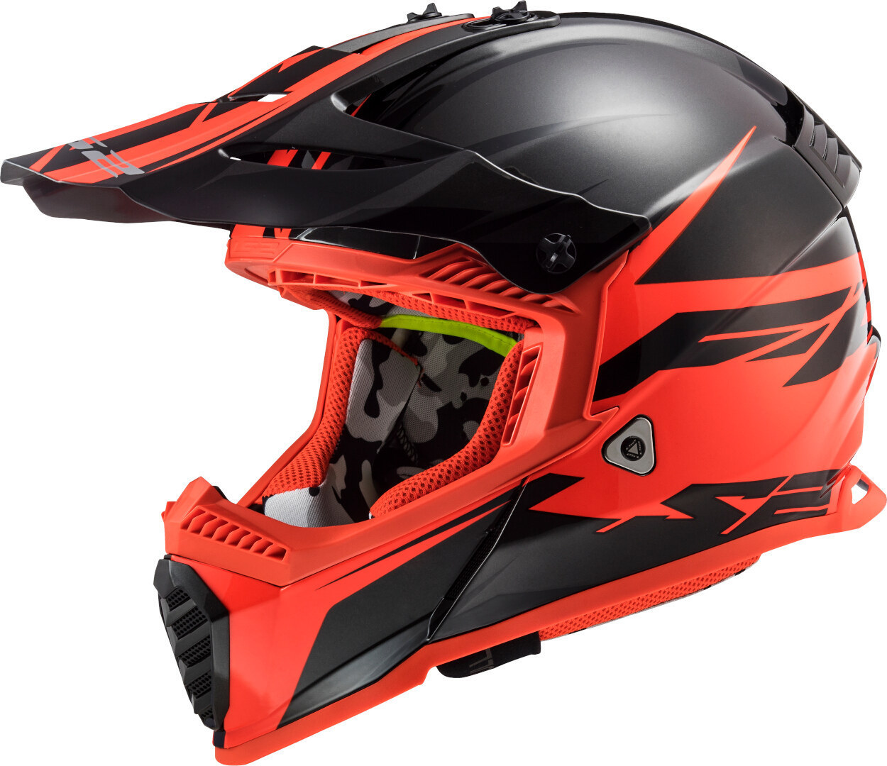 LS2 MX437 Fast Evo Roar Motocross Helm- schwarz-rot- Grsse 2XS- schwarz-rot- Grsse 2XS Motorrad