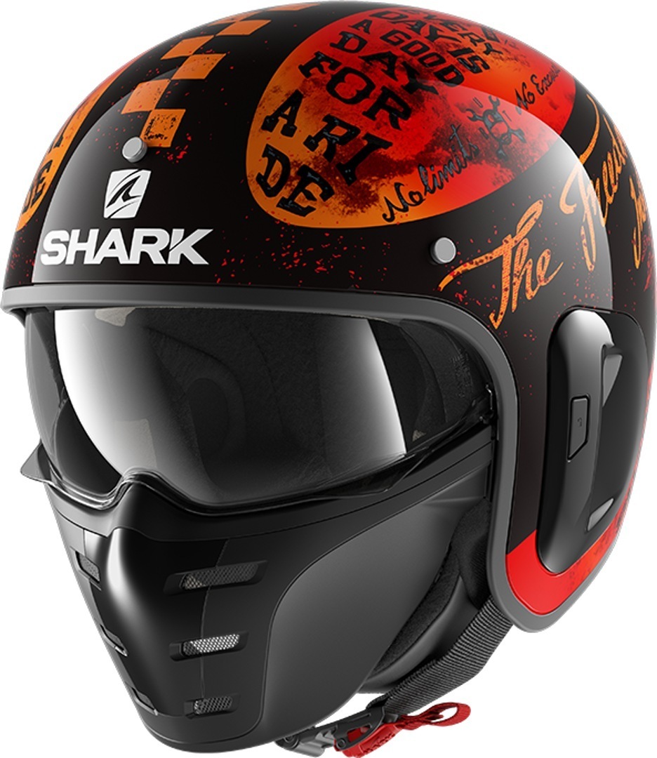 Shark S-Drak 2 Tripp In Jethelm- schwarz-rot- Grsse XS- schwarz-rot- Grsse XS Motorrad